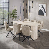 Dining tables - Oval Dining Table Jimi 180x90 cm travertine beige - Dimehouse