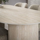 Dining tables - Oval Dining Table Jimi 180x90 cm travertine beige - Dimehouse