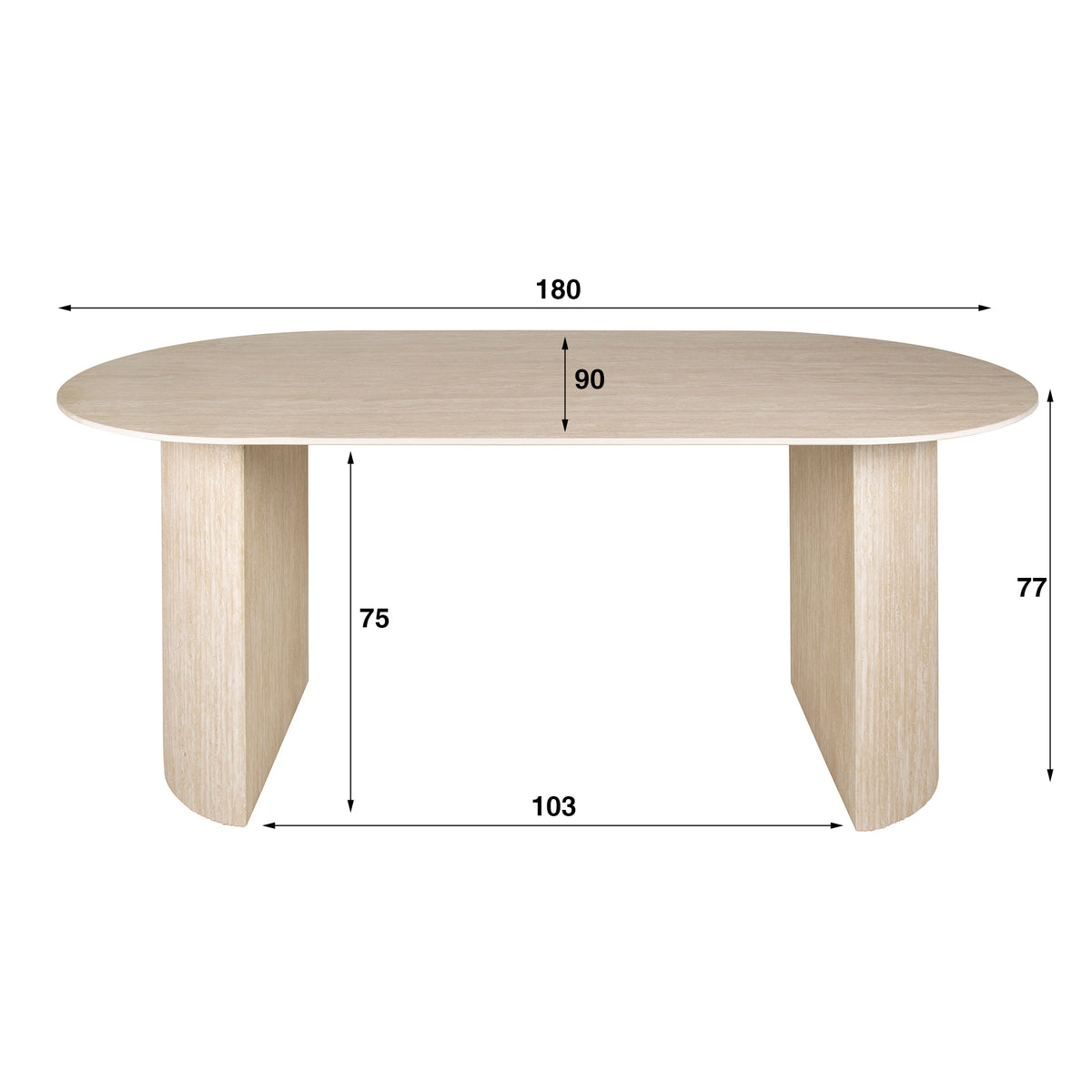 Dining tables - Oval Dining Table Jimi 180x90 cm travertine beige - Dimehouse