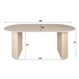 Dining tables - Oval Dining Table Jimi 180x90 cm travertine beige - Dimehouse