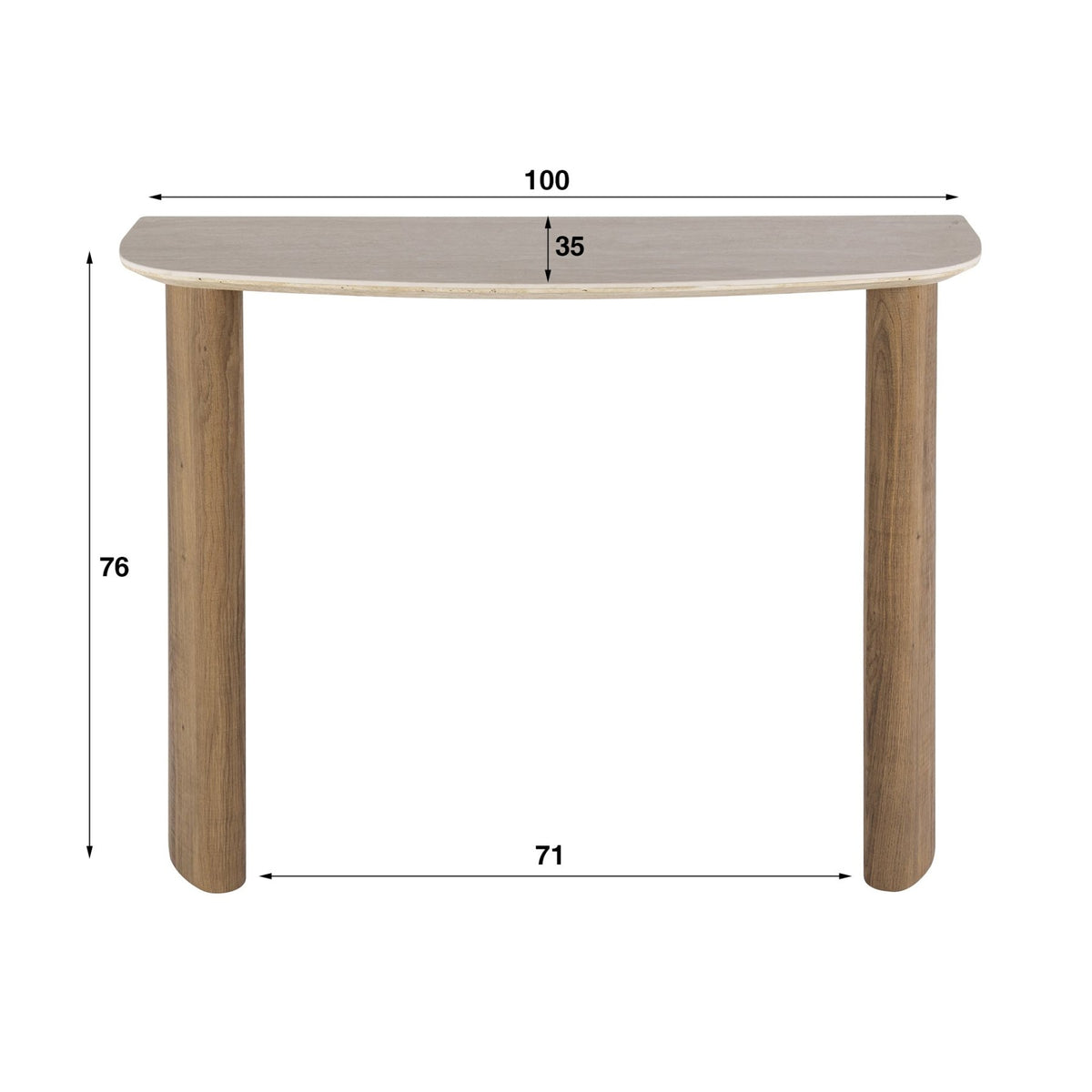 Dressing tables - Dressing table Jimi Curvo Ceramic Travertine 100 cm - Dimehouse
