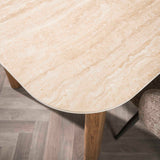 Dining tables - Dining table Jimi Curvo Ceramic Travertine 180 cm - Dimehouse