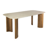 Dining tables - Dining table Jimi Curvo Ceramic Travertine 180 cm - Dimehouse