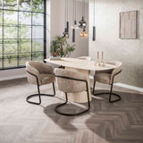 Dining tables - Modern Dining Table Archon Ceramic Travertine 180 cm - Dimehouse