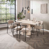 Dining tables - Modern Dining Table Archon Ceramic Travertine 180 cm - Dimehouse