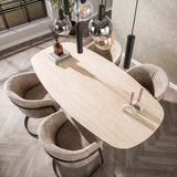 Dining tables - Modern Dining Table Archon Ceramic Travertine 180 cm - Dimehouse