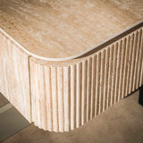 Bedside table - Floating bedside table with 1 drawer Jimi beige ceramic travertine - Dimehouse