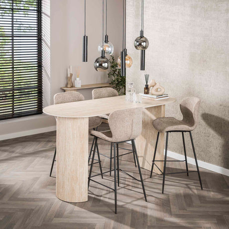 Bar tables - Archon Modern Bar Table Ceramic Travertine 178x70 cm - Dimehouse