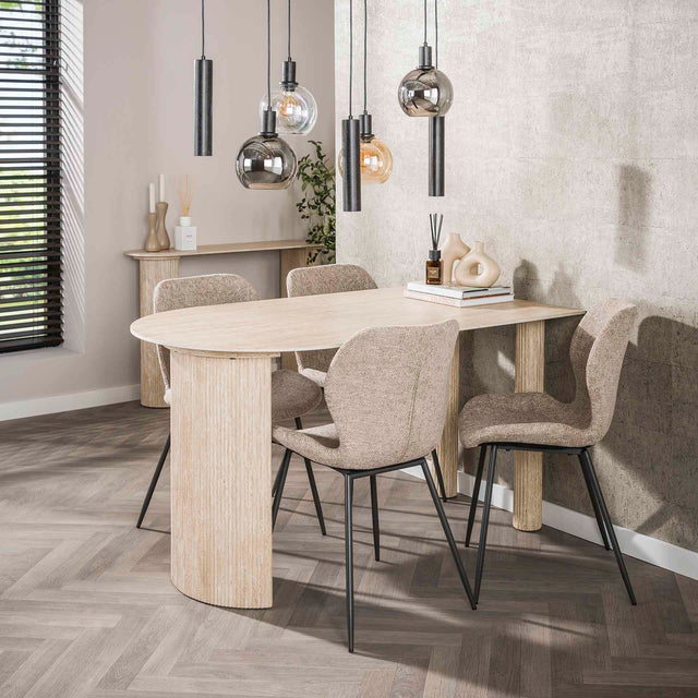 Dining tables - Archon Modern Dining Table Ceramic Travertine 140x80 cm - Dimehouse