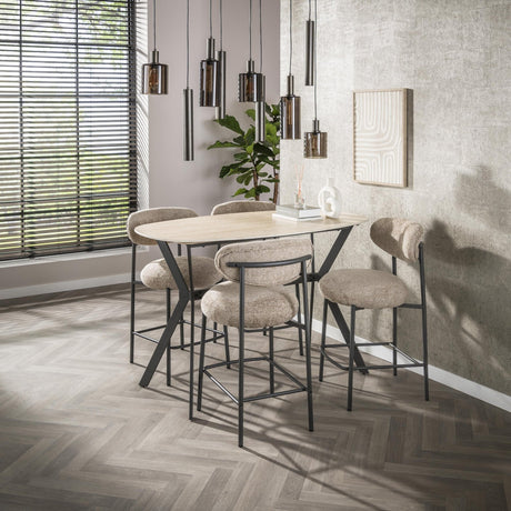 Bar tables - Archon Modern Danish Oval Bar table Ceramic Travertine 140 cm - Dimehouse