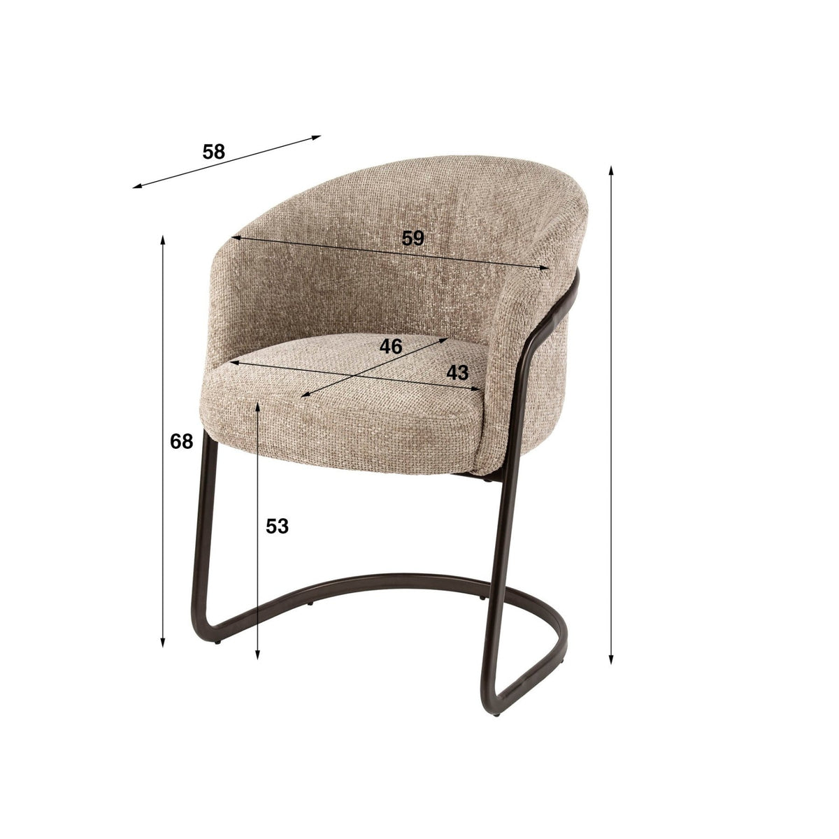 Dining room chairs - Set of 2 dining room chairs Reno Hoven sand fabric - Dimehouse