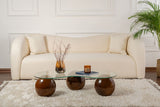 Coffee tables - Organic coffee table transparent glass walnut ball legs Sphere 120x70 cm - Dimehouse