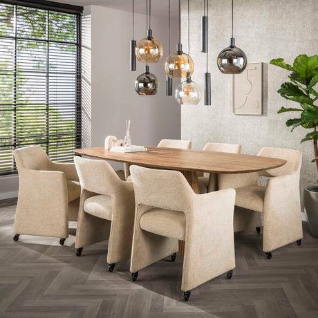 Dining room chairs - Set of 2 Dining room chairs Capri Jaroq sand Fabric on wheels - Dimehouse