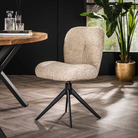 Dining room chairs - Swivel Dining room chair Sand Bouclé Lirio Swivel - Dimehouse