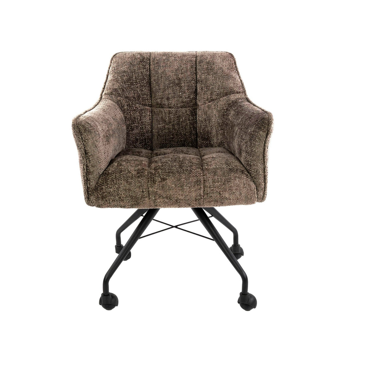 Dining room chairs - Set of 2 Dining room chairs Tova Fabric Taupe With Wheels - Dimehouse