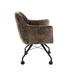 Dining room chairs - Set of 2 Dining room chairs Tova Fabric Taupe With Wheels - Dimehouse