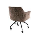 Dining room chairs - Set of 2 Dining room chairs Tova Fabric Taupe With Wheels - Dimehouse