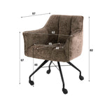 Dining room chairs - Set of 2 Dining room chairs Tova Fabric Taupe With Wheels - Dimehouse
