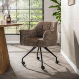 Dining room chairs - Set of 2 Dining room chairs Tova Fabric Taupe With Wheels - Dimehouse