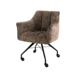 Dining room chairs - Set of 2 Dining room chairs Tova Fabric Taupe With Wheels - Dimehouse