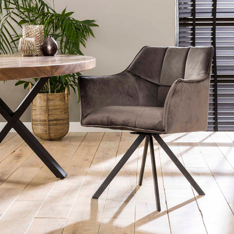 Dining room chairs - Swivel dining room chair Lino anthracite velvet - Dimehouse