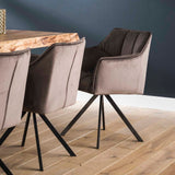 Dining room chairs - Set of 2 Dining room chairs Lino Velvet Anthracite Rotatable - Dimehouse