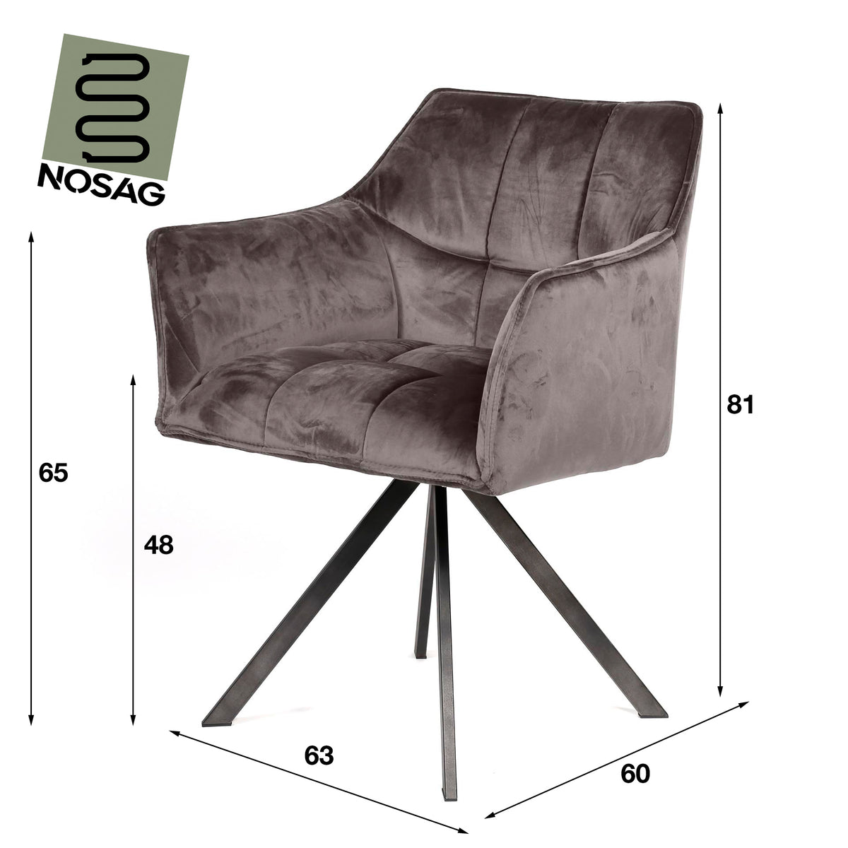 Dining room chairs - Swivel dining room chair Lino anthracite velvet - Dimehouse