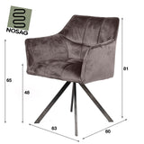 Dining room chairs - Swivel dining room chair Lino anthracite velvet - Dimehouse