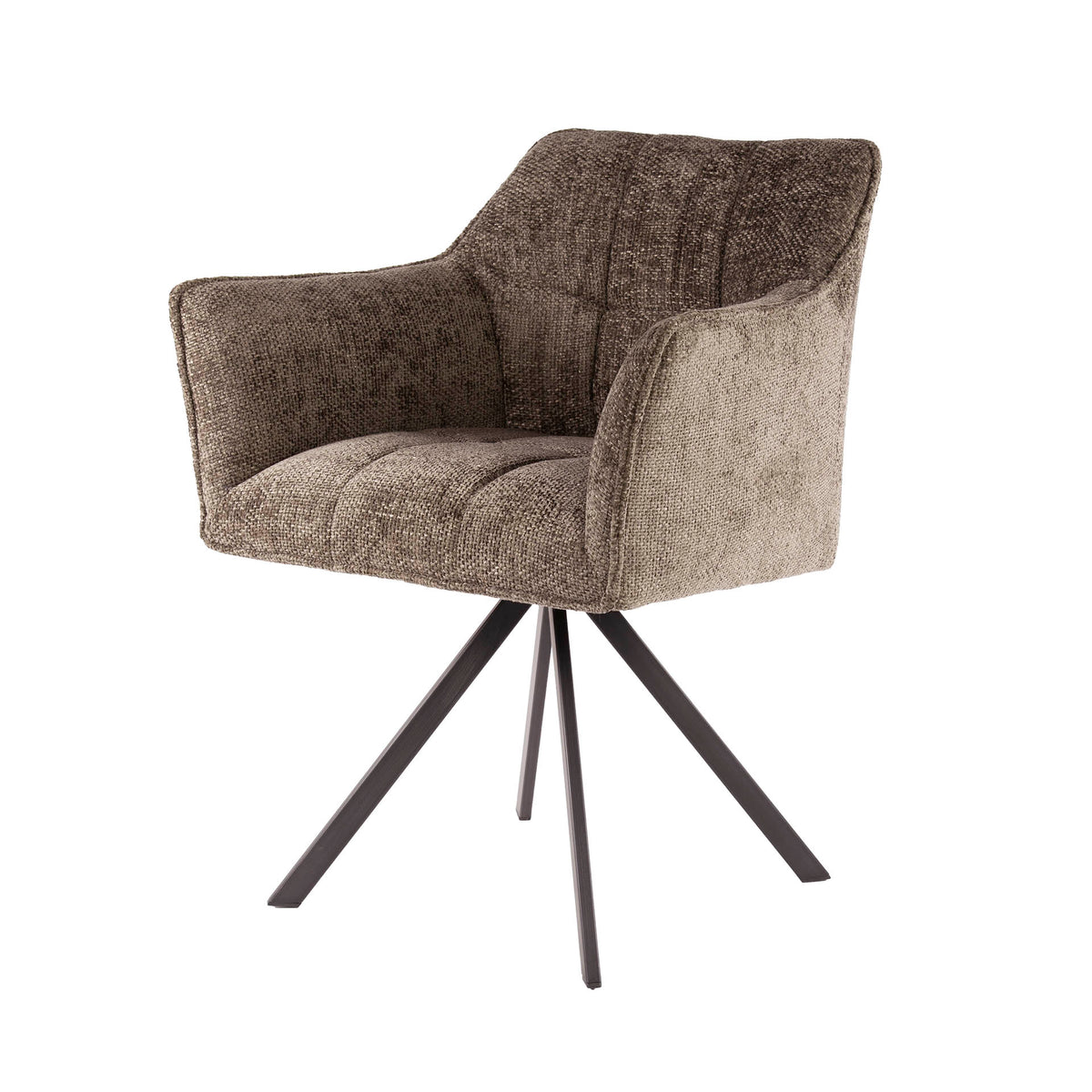 Dining room chairs - Dining room chair Lino Chenille Fabric Rich Taupe Rotatable - Dimehouse