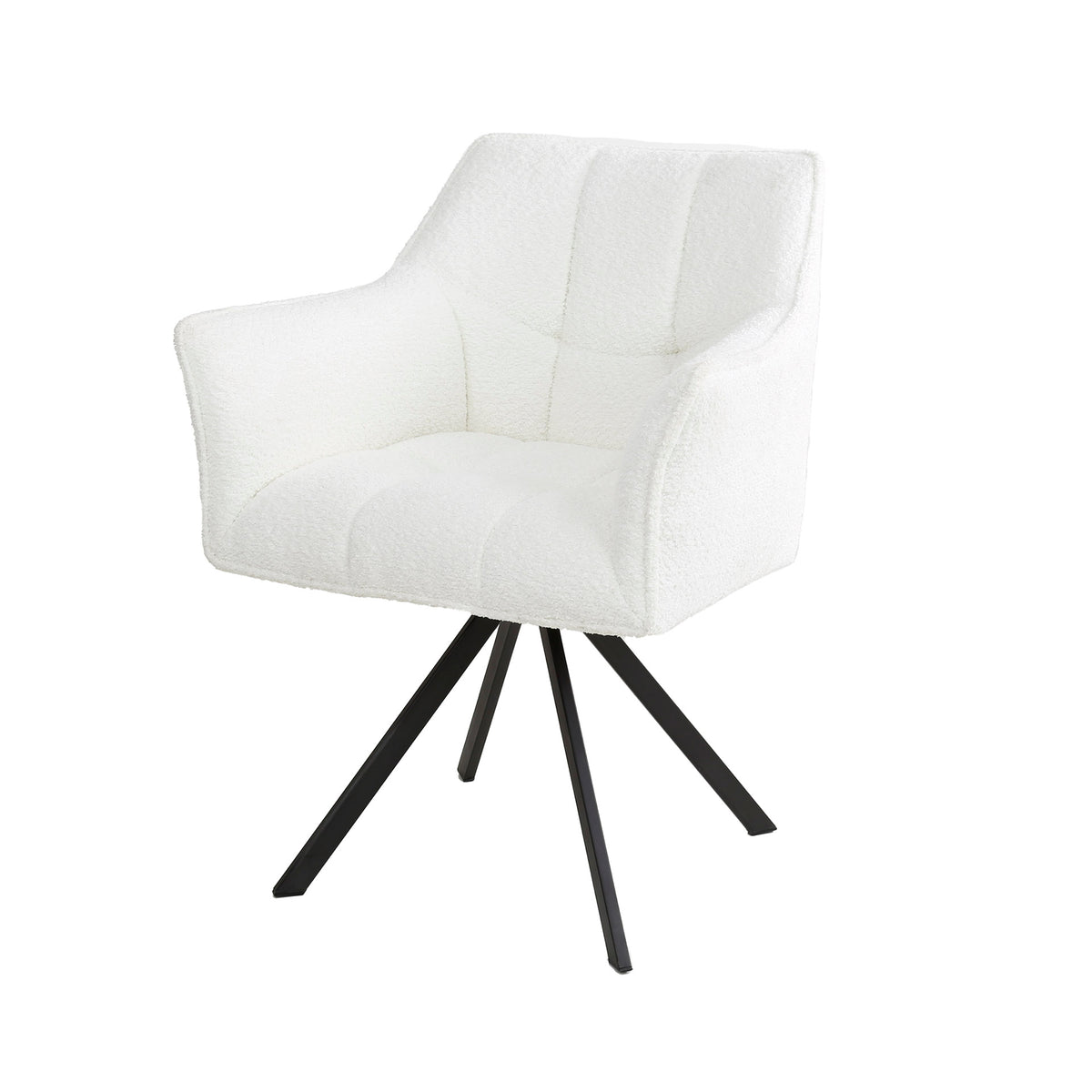 Set of 2 Dining Chairs Lino Bouclé white swivel 