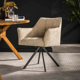 Dining room chairs - Set of 2 Dining room chairs Lino Bouclé Sand rotatable Grid - Dimehouse
