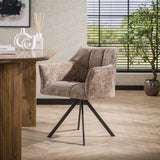 Dining room chairs - Dining room chair Lino Chenille Fabric Rich Champagne Rotatable - Dimehouse