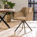 Dining room chairs - Swivel dining room chair with armrest Lino champagne velvet - Dimehouse