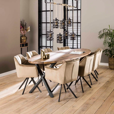 Dining room chairs - Swivel dining room chair with armrest Lino champagne velvet - Dimehouse