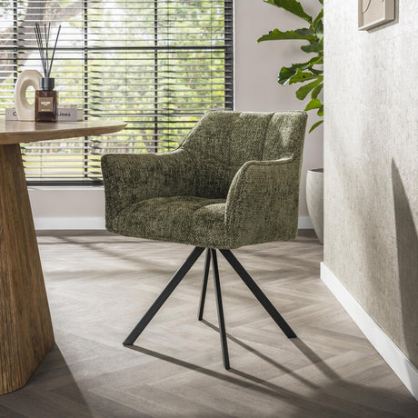 Dining room chairs - Swivel dining room chair Lino Chenille Hoven Green - Dimehouse