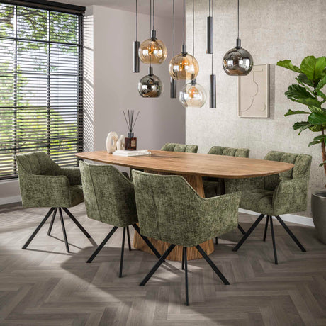 Dining room chairs - Dining room chair Lino Green Rotatable - Dimehouse
