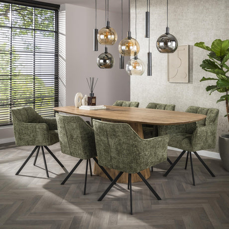 Dining room chairs - Swivel dining room chair Lino Chenille Hoven Green - Dimehouse