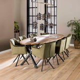 Dining room chairs - Swivel dining room chair with armrest Lino green velvet - Dimehouse