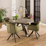 Dining room chairs - Swivel dining room chair with armrest Lino green velvet - Dimehouse