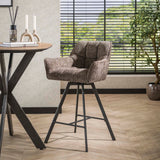 Bar stools - Bar stool Lino Chenille Fabric Rich Taupe Rotatable - Dimehouse