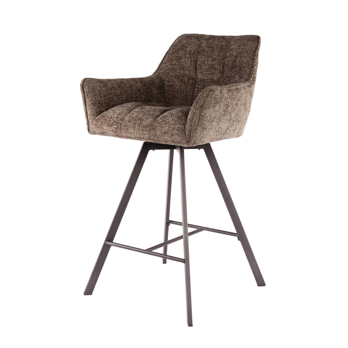 Bar stools - Bar stool Lino Chenille Fabric Rich Taupe Rotatable - Dimehouse