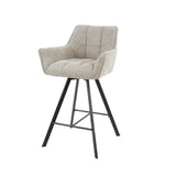 Bar Stools - Bar Stool Lino Bouclé Sand Rotatable Grid - Dimehouse