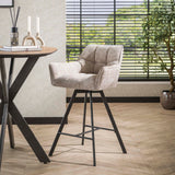 Bar stools - Bar stool Lino Chenille Fabric Rich Sand Rotatable - Dimehouse
