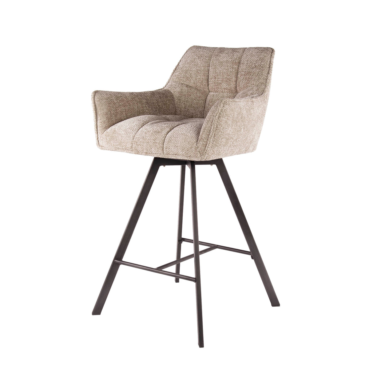 Bar stools - Bar stool Lino Chenille Fabric Rich Sand Rotatable - Dimehouse