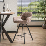 Bar stools - Bar stool Lino Chenille Fabric Rich Champagne Rotatable - Dimehouse
