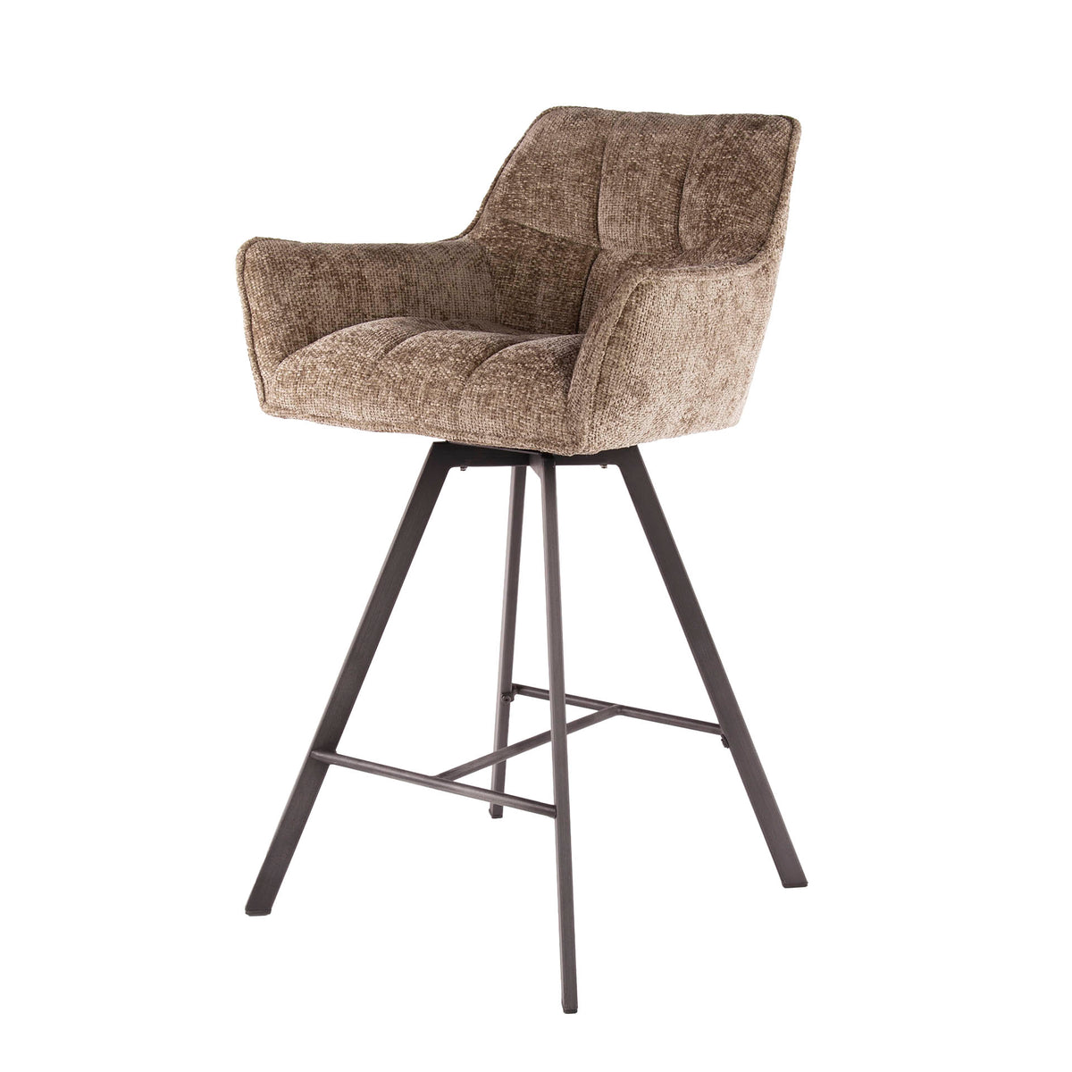 Bar stools - Bar stool Lino Chenille Fabric Rich Champagne Rotatable - Dimehouse