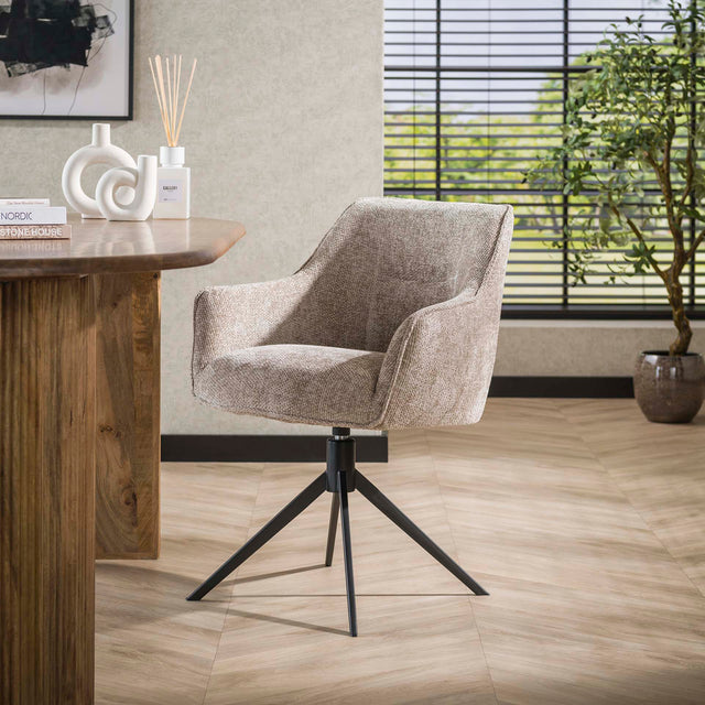 Dining room chairs - Dining room chair Chia Rich Fabric Sand Rotatable - Dimehouse