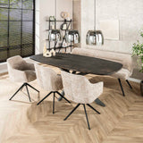 Dining room chairs - Set of 2 dining room chairs Chia Rich Fabric Sand Rotatable - Dimehouse