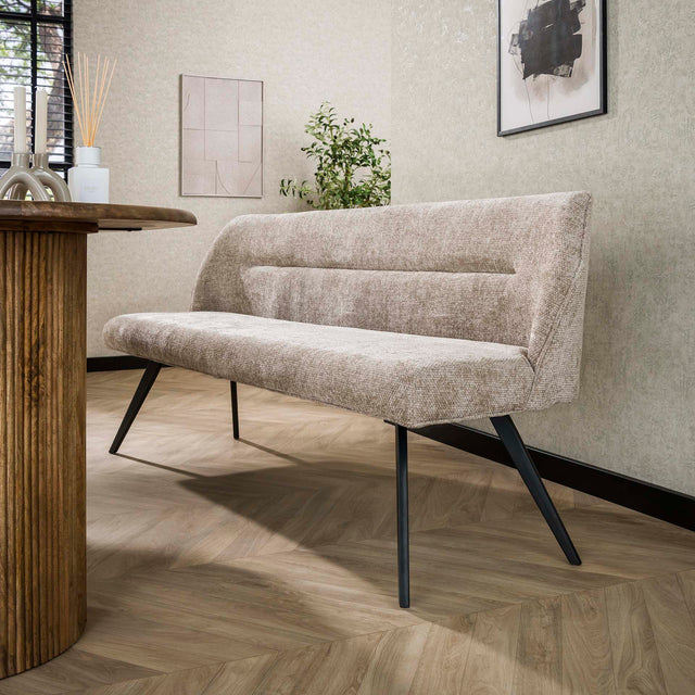 Dining room sofas - Dining room sofa Chia Chenille Fabric Rich Sand 188 cm - Dimehouse