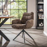 Dining room chairs - Dining room chair Elite Taupe Chenille Fabric Rich Rotatable - Dimehouse